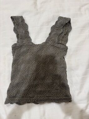 Free People Textured Grey Sleeveless Tank Top
